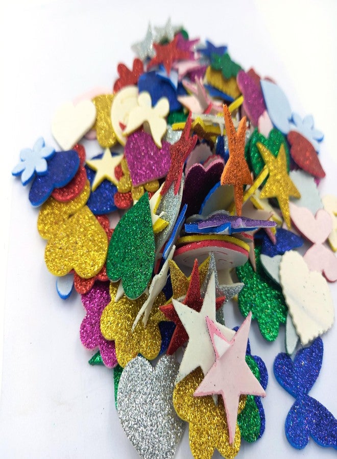 ARETOR Art and Craft Sticker Pack of 60 Small Size Self Adhesive Glitter Foam Sticker